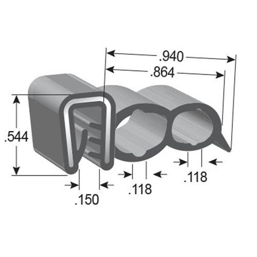 Co-Extruded Dual Bulb Trim Seal with Vent Holes Illustrated Image